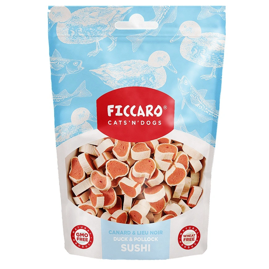 FICCARO Hundesnack And & Sej Sushi - and og sej i sushi-stykker 100 g
